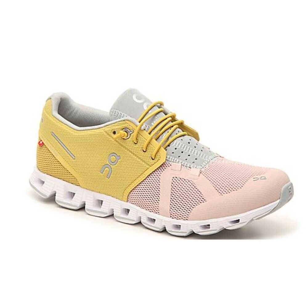 On Running Women's Athletic Shoes - Yellow, Pink, and Gray